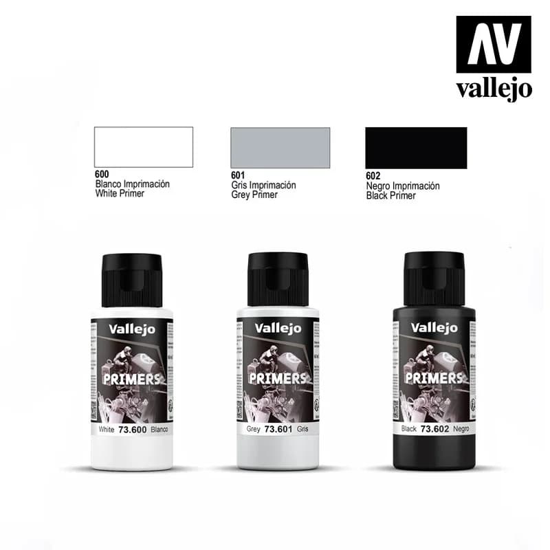 Vallejo Spanish AV Water Replenishing Soil Primer Black White Ash Medium bottle 60ml 73600 7360173602