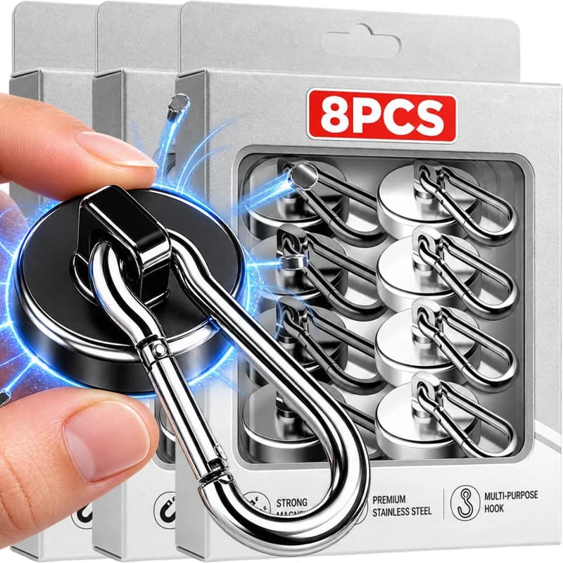 Strong Magnetic Carabiner Hooks 360°Rotating Heavy Duty Magnet Ring Keychain Kitchen Bathroom Hanging Hangers Organizer Tool