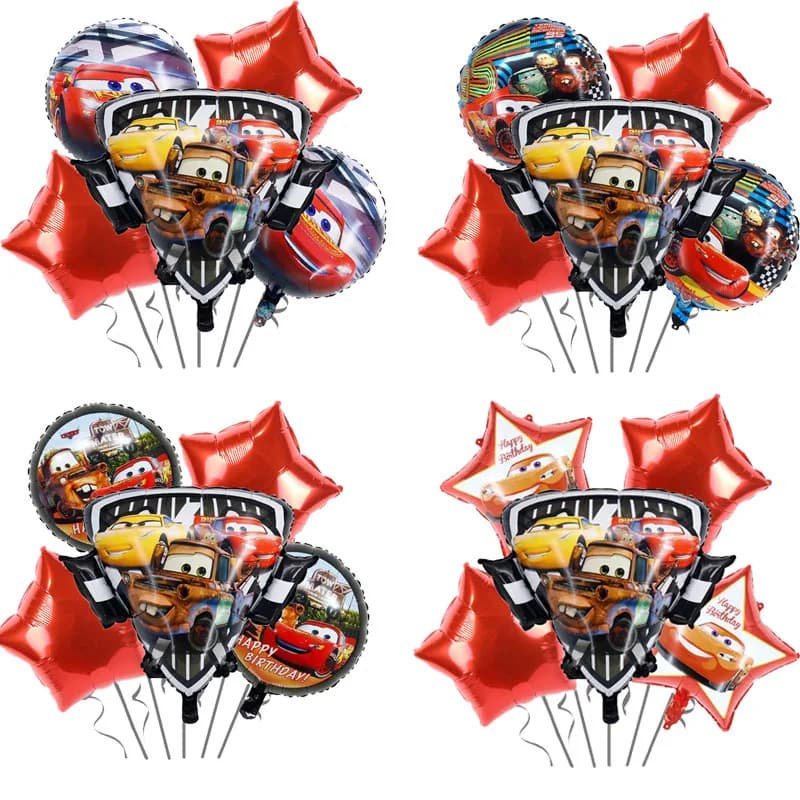 Set di 5 Palloncini in Foil a Tema McQueen, Decorazioni per Feste di Compleanno per Bambini, Palloncini per Baby Shower, Giocattoli Decorativi, Regali per Bambini