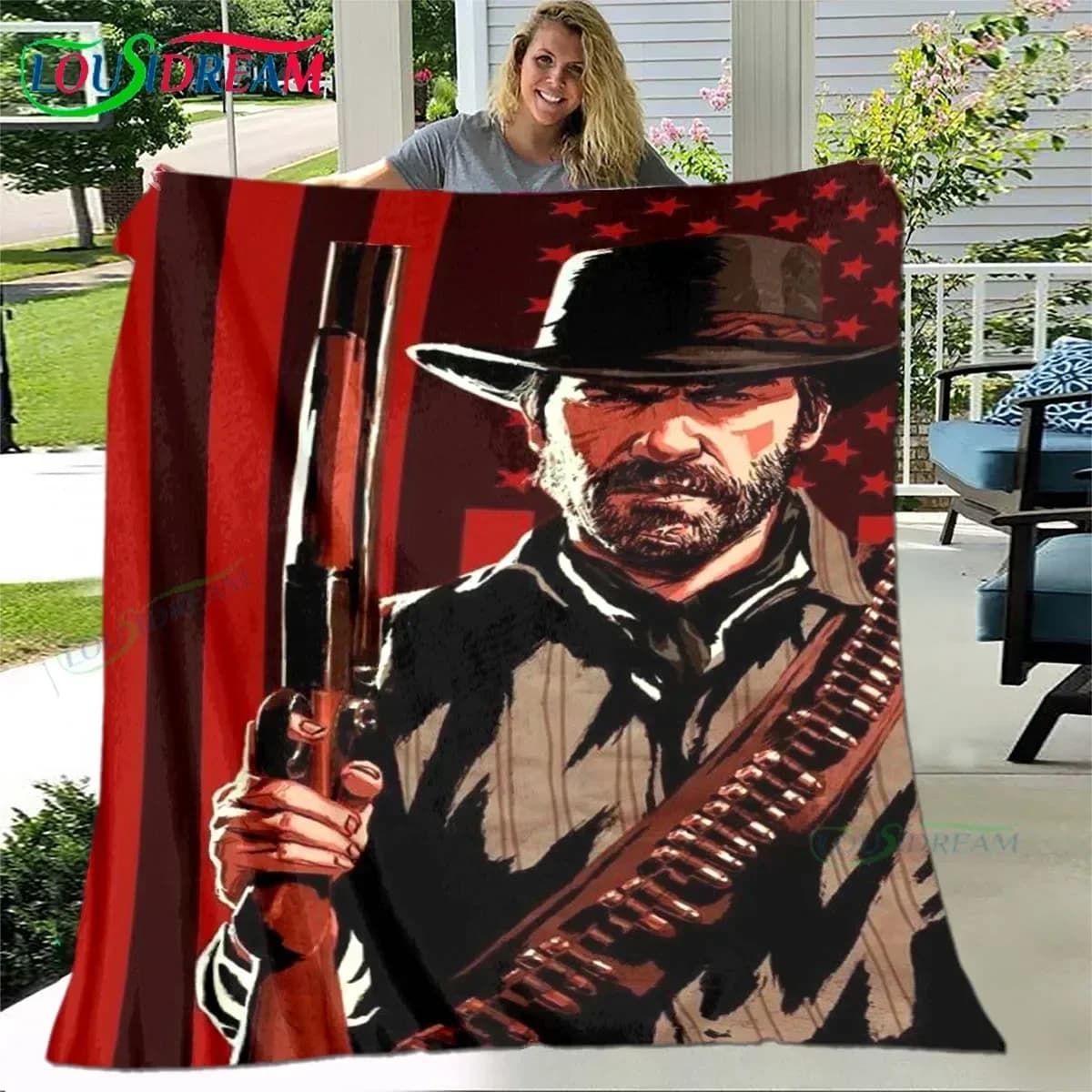 Coperta in peluche A-Arthur Morgan del popolare gioco, per divano, letto da viaggio, ufficio, regalo, utilizzabile in tutte le stagioni