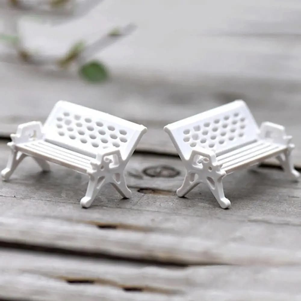 2 pezzi mini panca per sedile da parco sedia carina ornamento da giardino in miniatura artigianale fata casa delle bambole ornamento in resina micro figurine