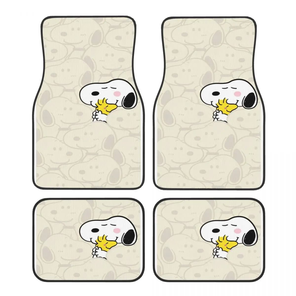 Snoopys Cartoon Dog Universal Fit Car Floor Mats Durable Car Carpet Mat 4pcs with Anti-Slip Backing Fit for SUV Vans