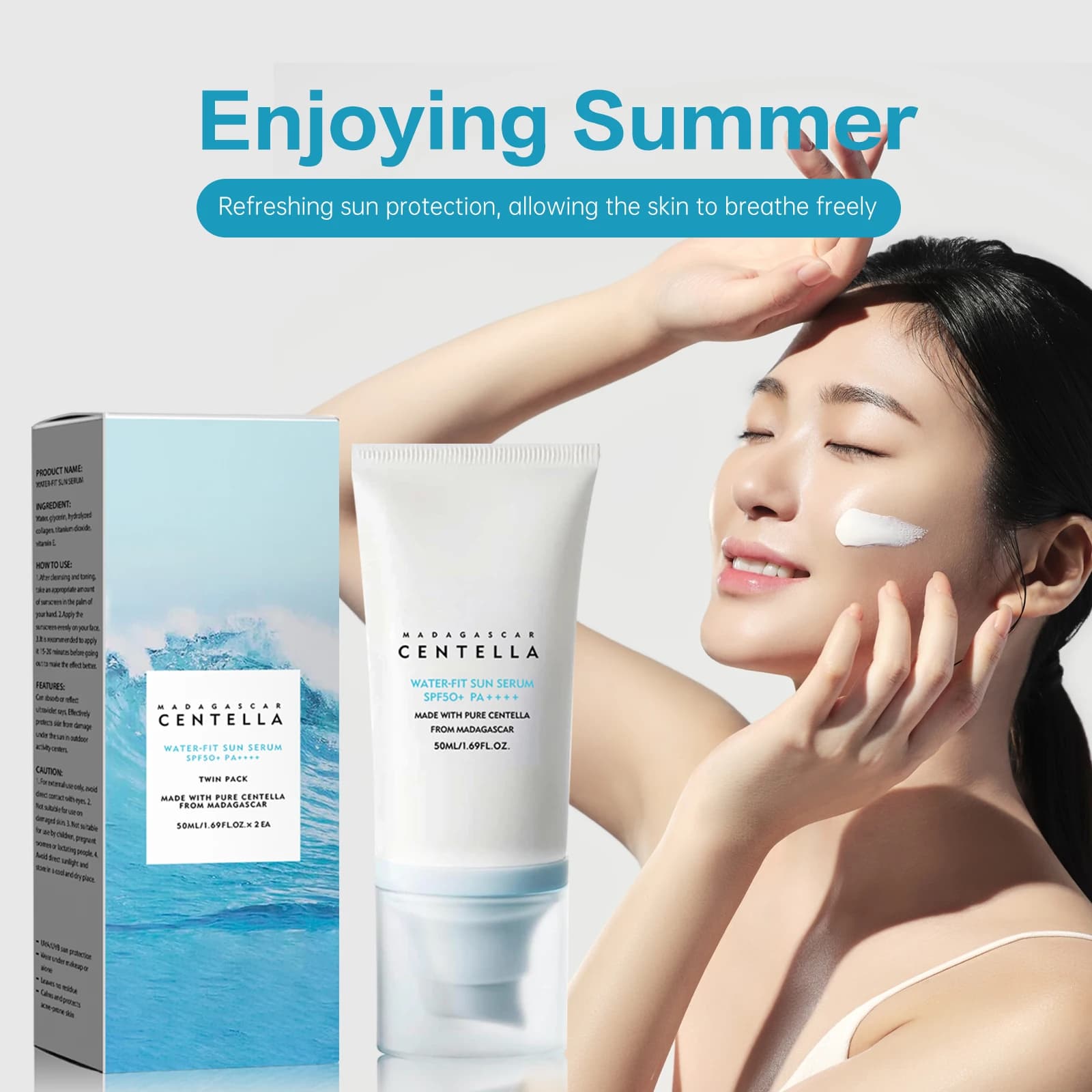 Comfort Solar Cream & Hydrating SPF50+ - Pack of 2/1 water-based formula, protects and moisturizes skin, gentle sunscreen for body and face.