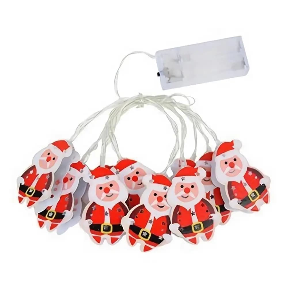 Cartoon Christmas LED Light String Forma di alce Modello di Babbo Natale Ornamento di Natale String Light Figura di pupazzo di neve appendibile