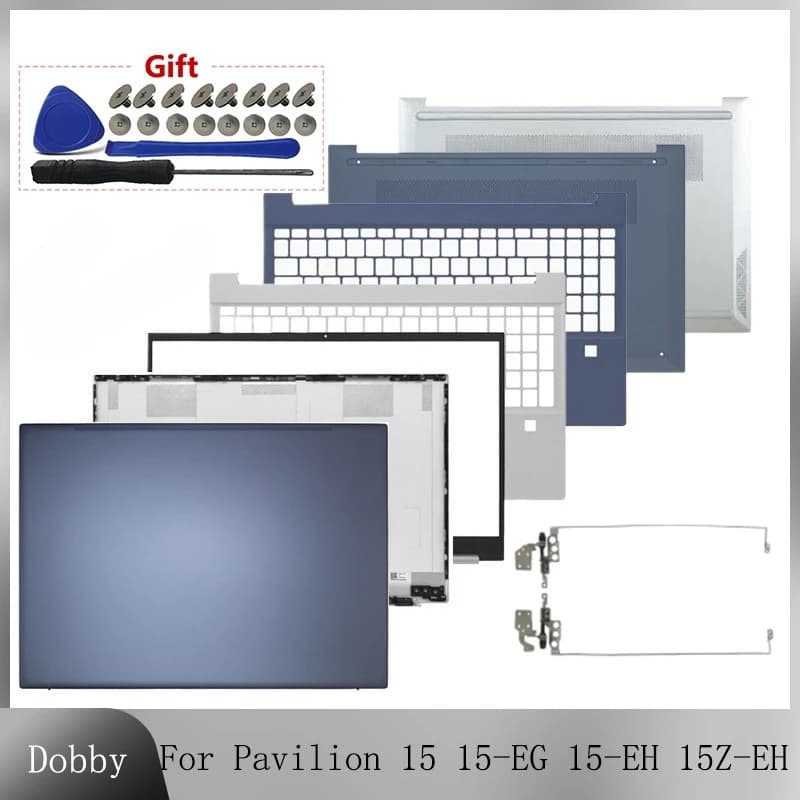 Original New Case For Pavilion 15 15-EG 15-EH 15Z-EH TPN-Q245/Q246 LCD Back Cover Front Bezel Hinges Palmrest Bottom Case Silver