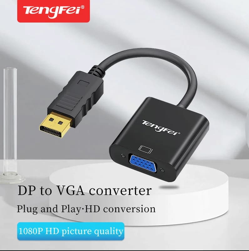 Cavo adattatore DP a VGA 1080P DisplayPort maschio a VGA femmina Adattatore convertitore per proiettore DTV TV HDVD Laptop