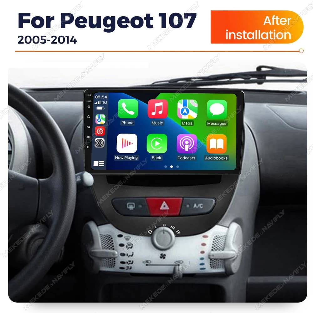 Autoradio Wireless Carplay Android Auto 2026 for Peugeot 107 Toyota Aygo Citroen C1 2005-2014 Multimedia Reader GPS Video Navigator