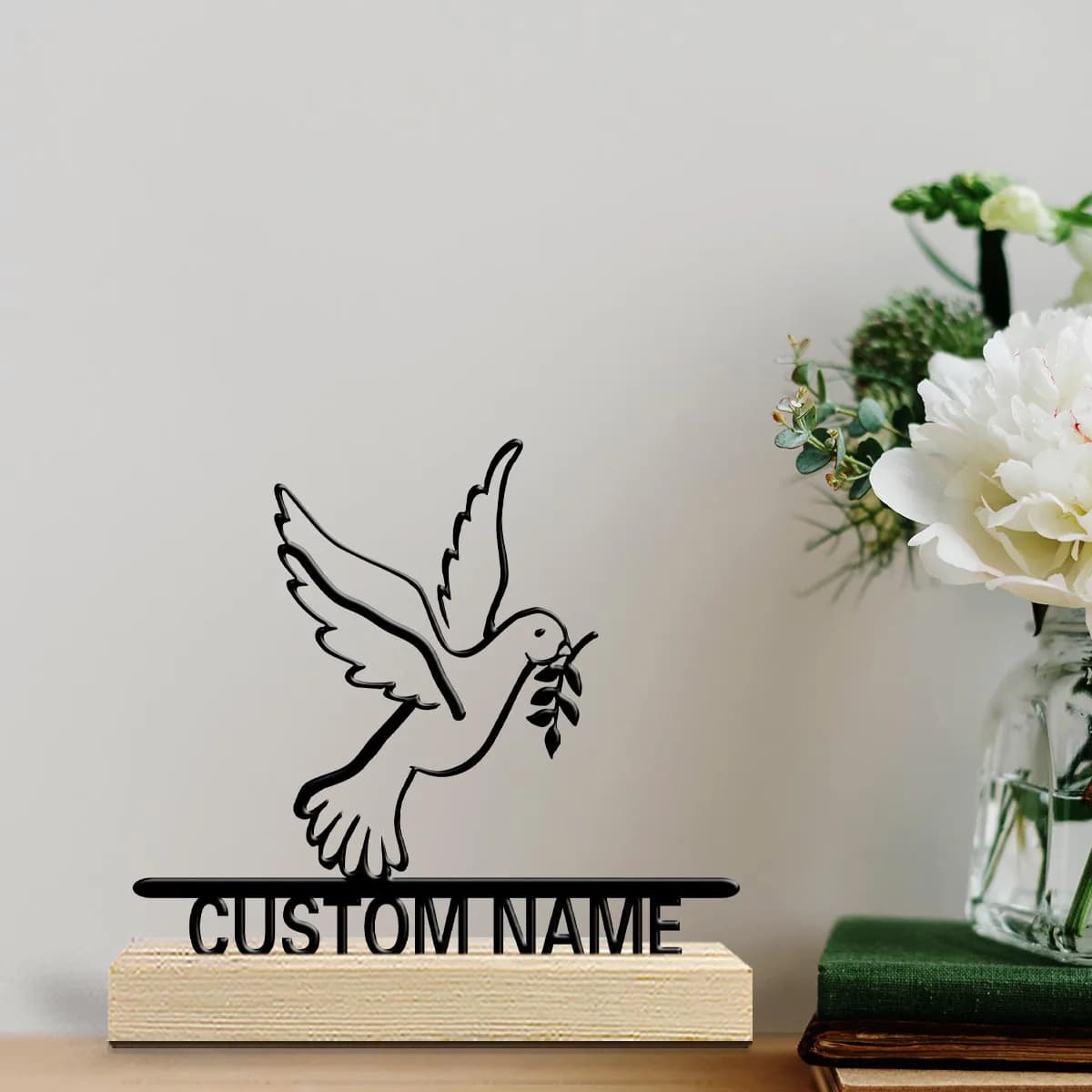 1pc Customized Metal Handicraft Ornaments Custom Name With Wooden Base Bar Decoration, Holiday Gifts