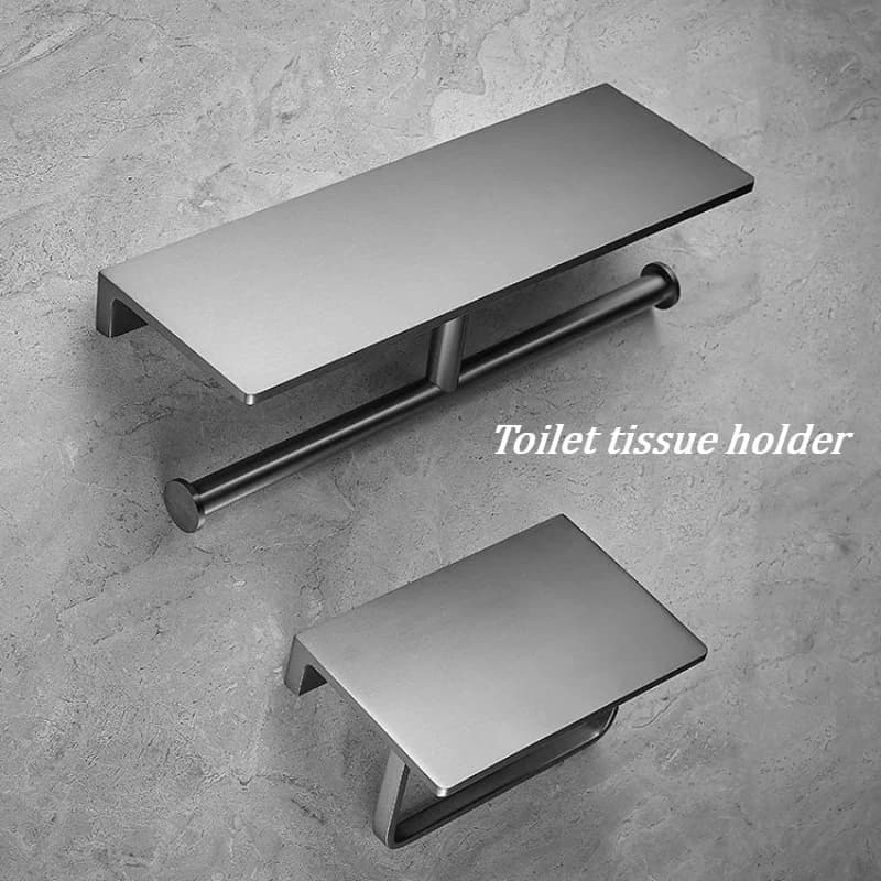 Toilet wall mounted storage tissue holder, all copper square toilet paper holder, toilet roll paper holder