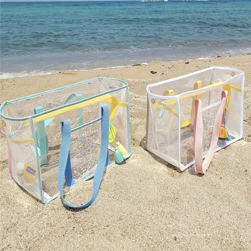 Large Capacity Clear Jelly Beach Shoulder Bag Waterproof PVC Travel Bag Fitness Swimming Bag