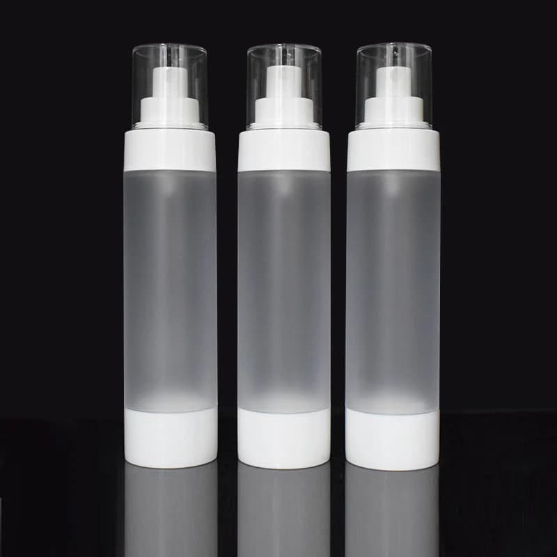 Bottiglia senz'aria satinata in plastica da 100 ml siero/lozione/emulsione/fondotinta toner ialuronico spruzzatore WC skim care imballaggio cosmetico
