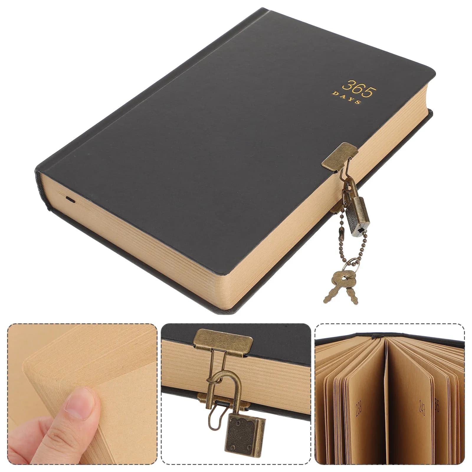 Agenda/Diario con Lucchetto per 365 Giorni, Organizer Personale per Casa, Ufficio e Scuola, Taccuino Portatile per Scrittura