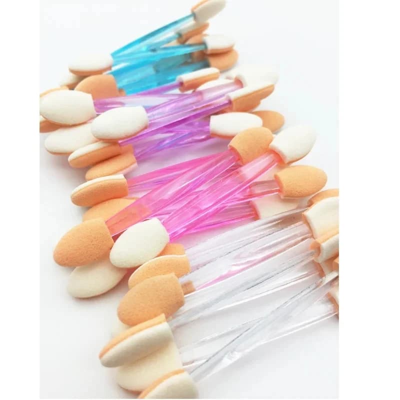100 Pennelli per Ombretto a Doppia Punta in Spugna, Applicatori Cosmetici Monouso in Nylon per Trucco Quotidiano