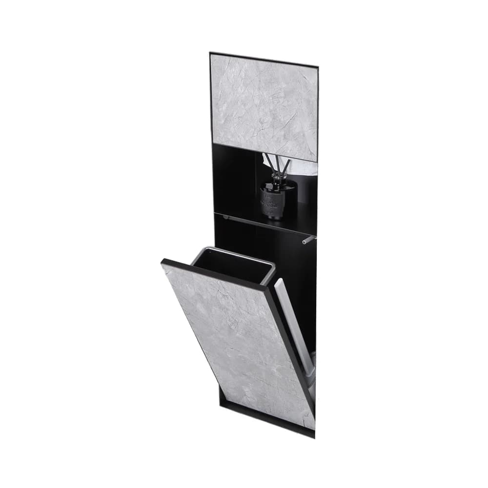 Mensola Nascosta per Bagno, Contenitore Segreto per Rifiuti, Portarotolo di Carta Igienica, Porta Scopino, Nicchia per Hotel
