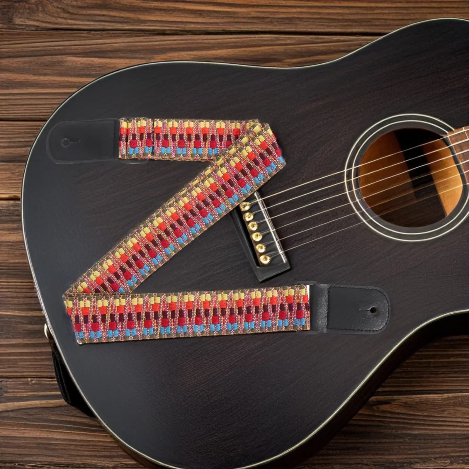 4Pcs Adjustable Woven Guitar Straps Boho Cotton Shoulder Belt for Ukulele Banjo Guitar Accessory Comfortable Ethnic Style