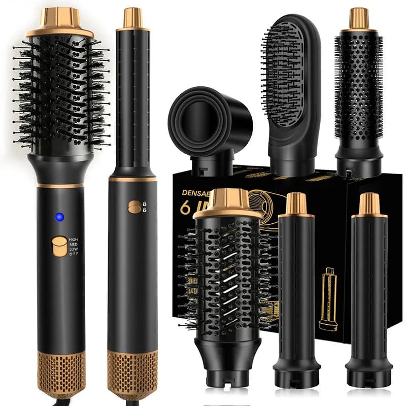 Asciugacapelli Multifunzione 6-in-1 con Spazzola, Ferro Arricciacapelli e Piastra - Accessorio per lo Styling dei Capelli