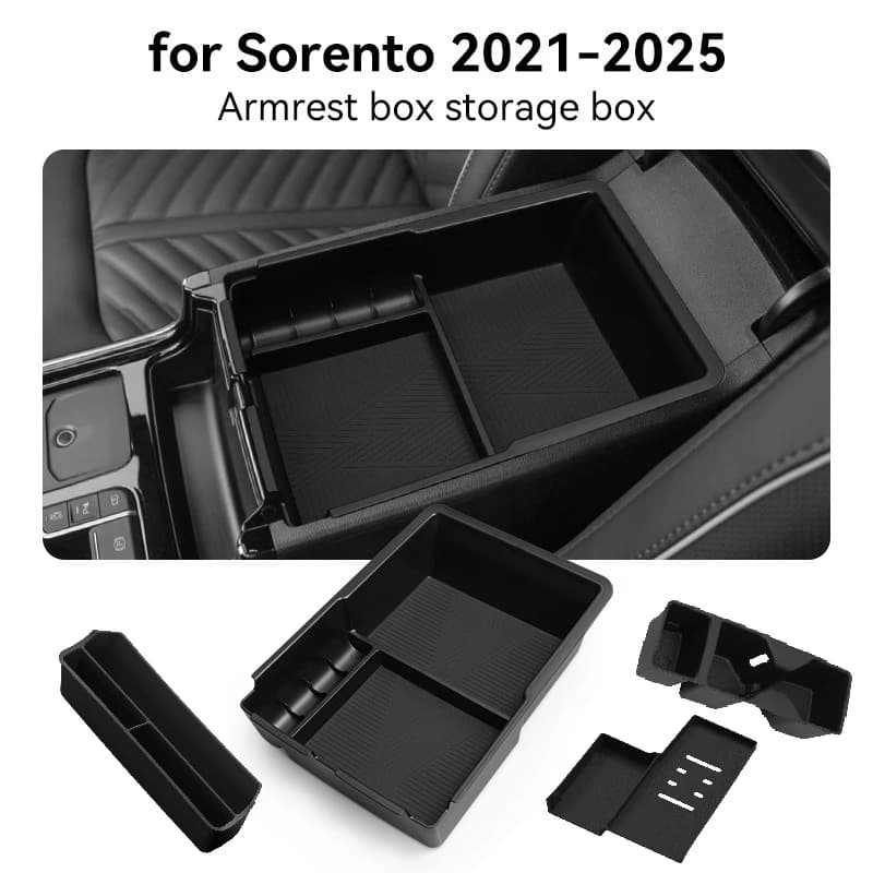 Vano portaoggetti per console centrale per Kia Sorento 2021-2025, organizer in silicone per auto, accessori interni, decorazione nera per l'ordine