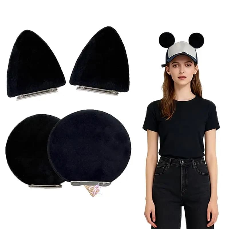Magnetic Mouse Ears for Hats, Removable Magnet Ear for Cap, , Adults and Kids, Theme Parks Halloween Christmas