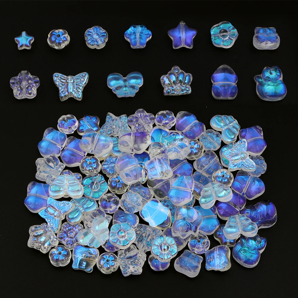 30 pz/lotto Lampwork Aurora Glass Bead trasparente bianco allentato Charm Beads per fai da te collana bracciali gioielli che fanno accessori