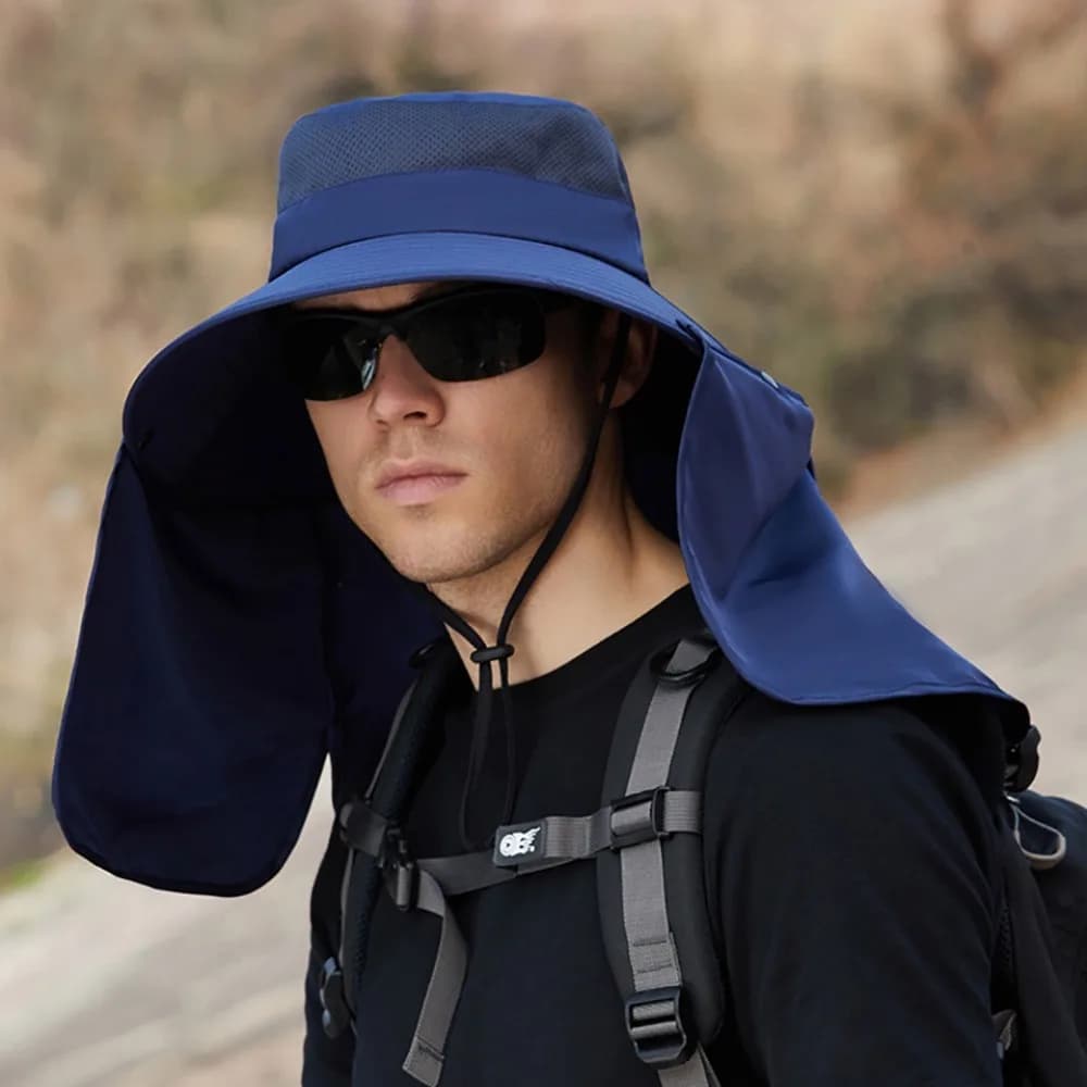 Cappello da Pesca con Protezione Solare per il Collo, Visiera Oversize, Protezione UV, Pieghevole e Traspirante, per Uomo e Donna