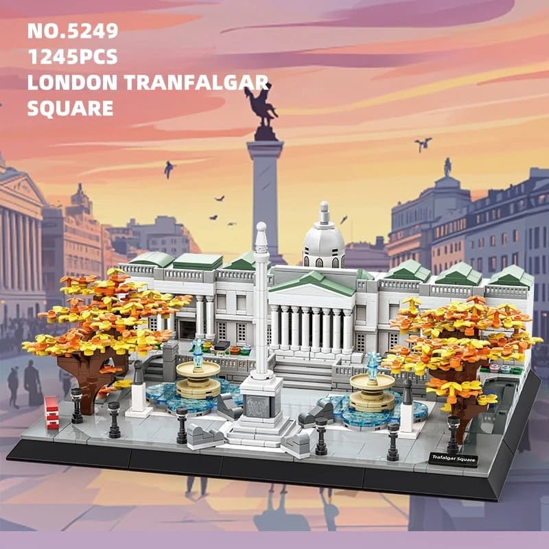 Modello della Piazza Trafalgar di Londra, 1245 Pezzi, Blocchi da Costruzione, Mattoncini a Particelle Piccole, Gioco di Assemblaggio Puzzle 5249