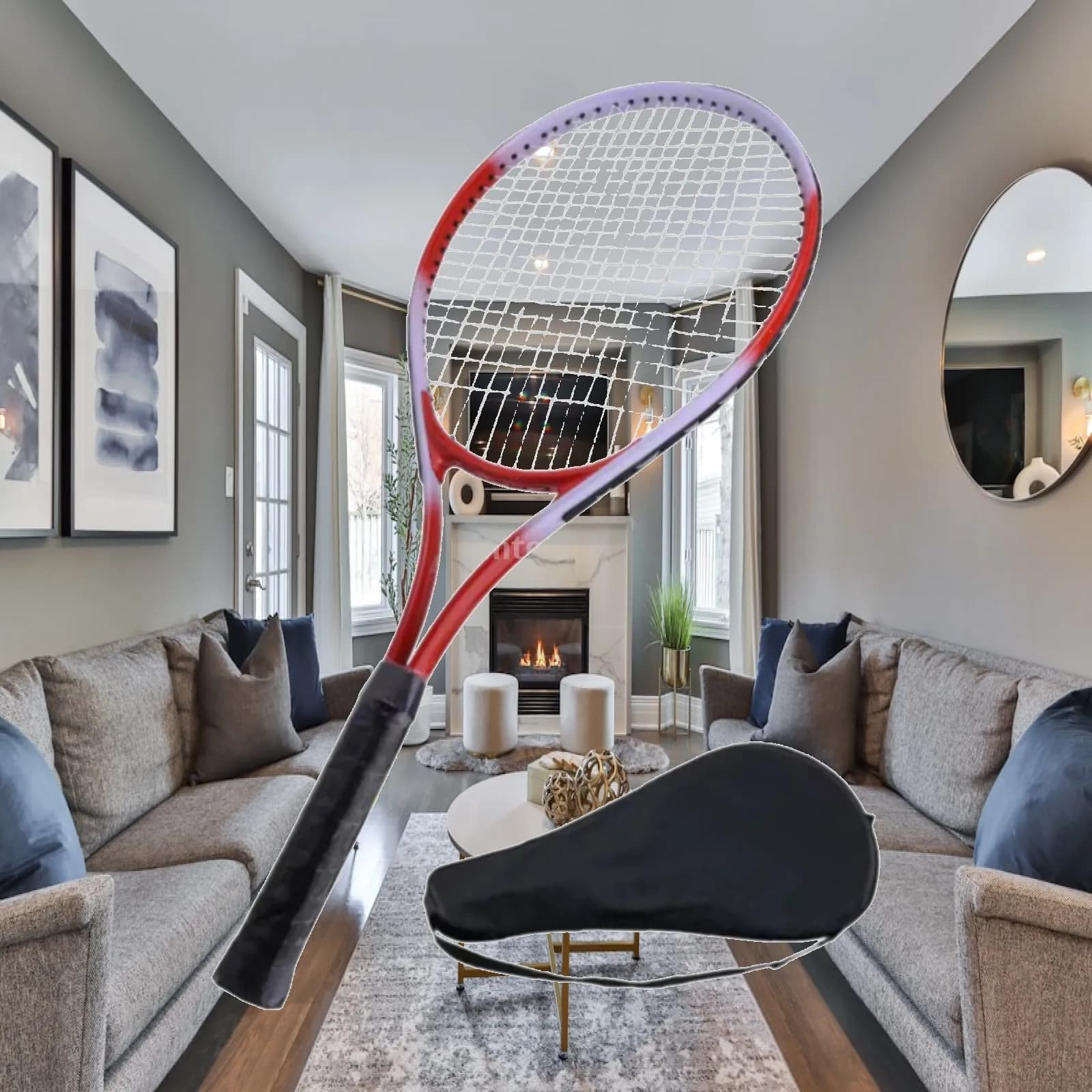 Tennis Racket Aluminum Alloy Frame 27 inch for Practice Recreational Beach