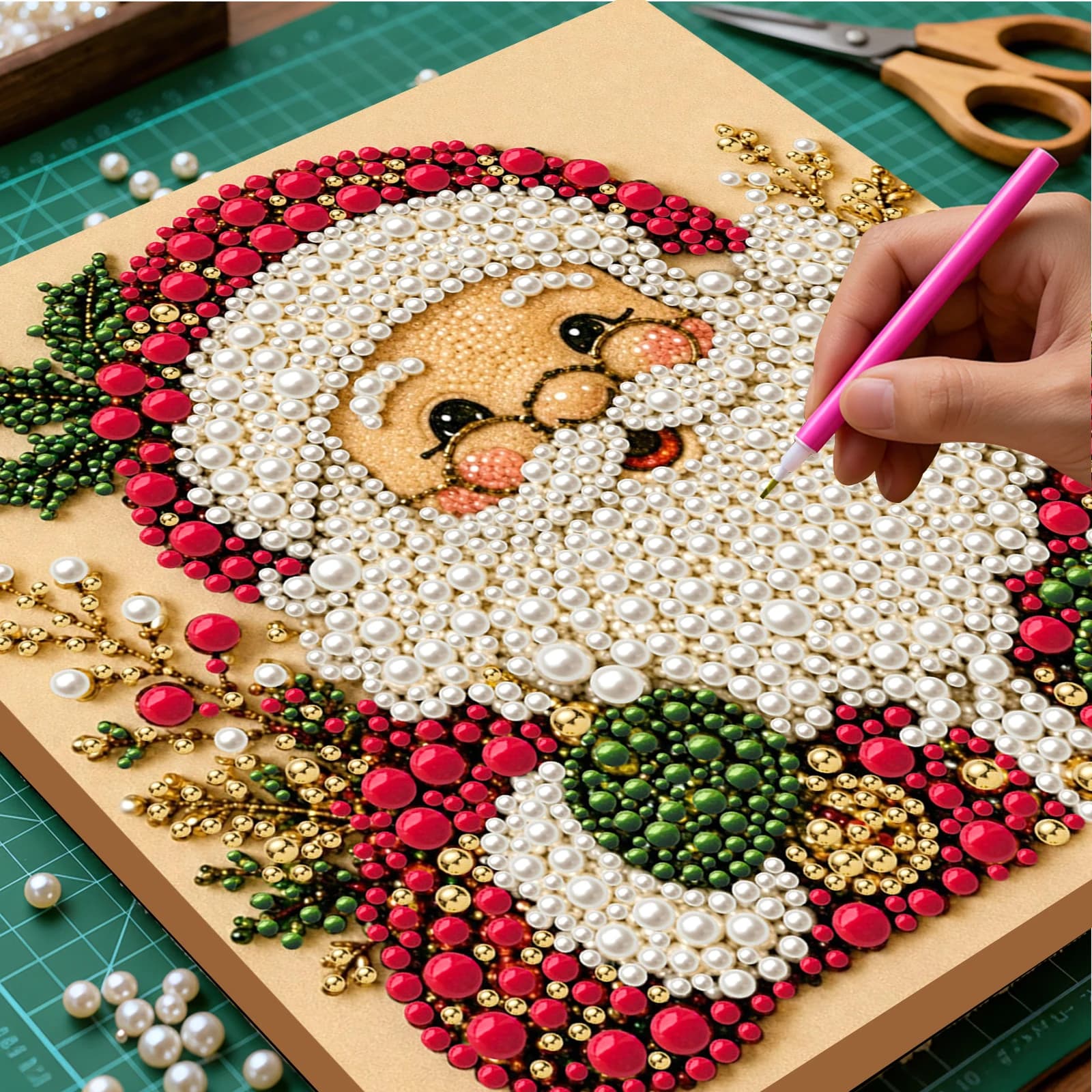 DIY Pearl Painting Kit with Frame 7.87x7.87in Pearl Painting Art Kits Pearl Art Painting for Adults Beginners Home Wall Decor