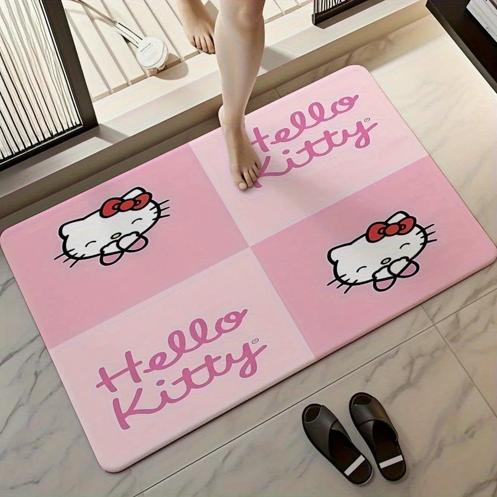 1 tappetino di benvenuto Sanrio - Design con stampa rosa carina, adatto per ingresso/esterno, tappetino rettangolare, bagno, veranda, soggiorno