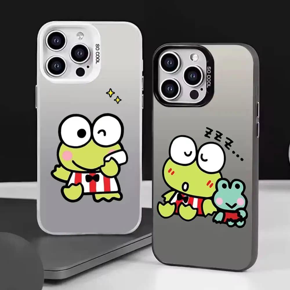 Cover posteriore antiurto colorata argento K-KEROKERO KEROPPI per iPhone 17 16 15 14 13 12 11 Pro Max Plus