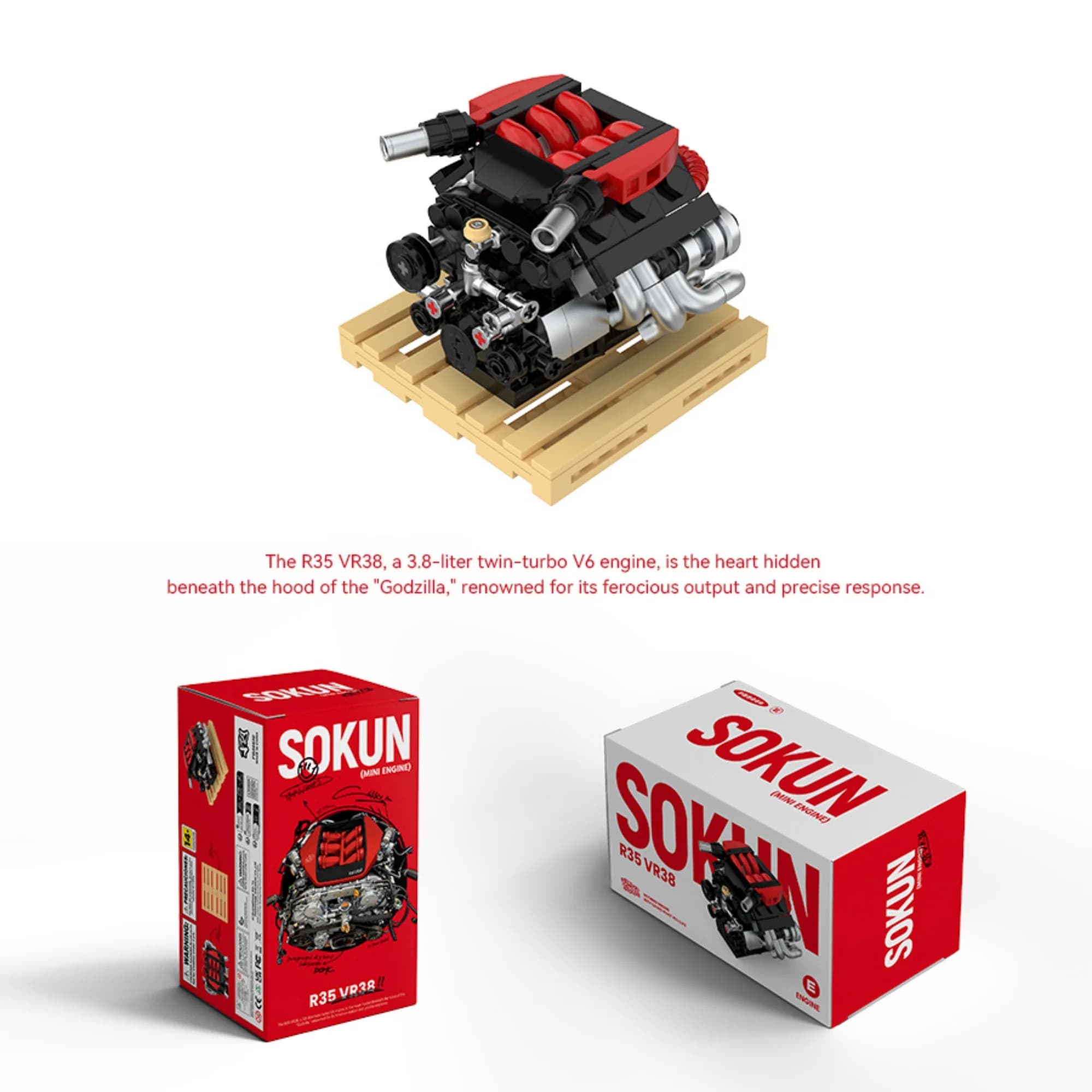 318 pz. Motore R35 VR38 Mini Costruzioni PB8869E Supercar Tecnica SOKUN Mattoncini Ornamentali Motore Veicolo Giocattoli per Adulti Regalo