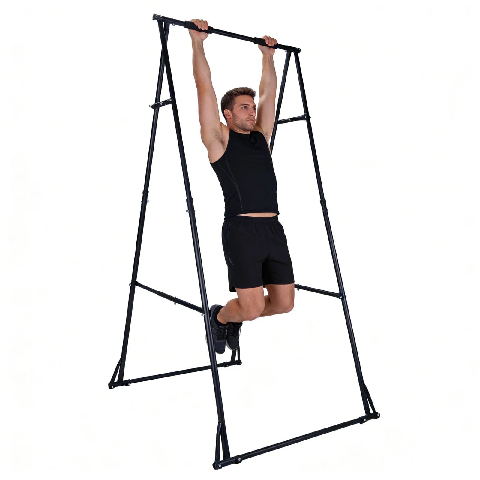Self-adjustable folding traction bar for strength training at home