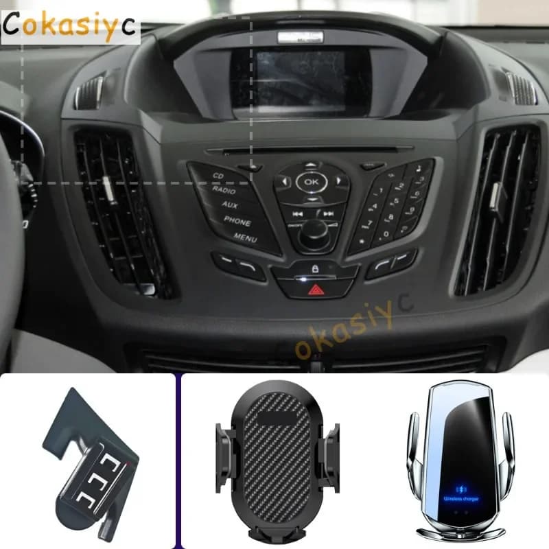 Supporto per telefono da auto per Ford KUGA 2015 2016 2017-2020, supporti per cellulare con ricarica wireless, base fissa speciale, accessori per auto