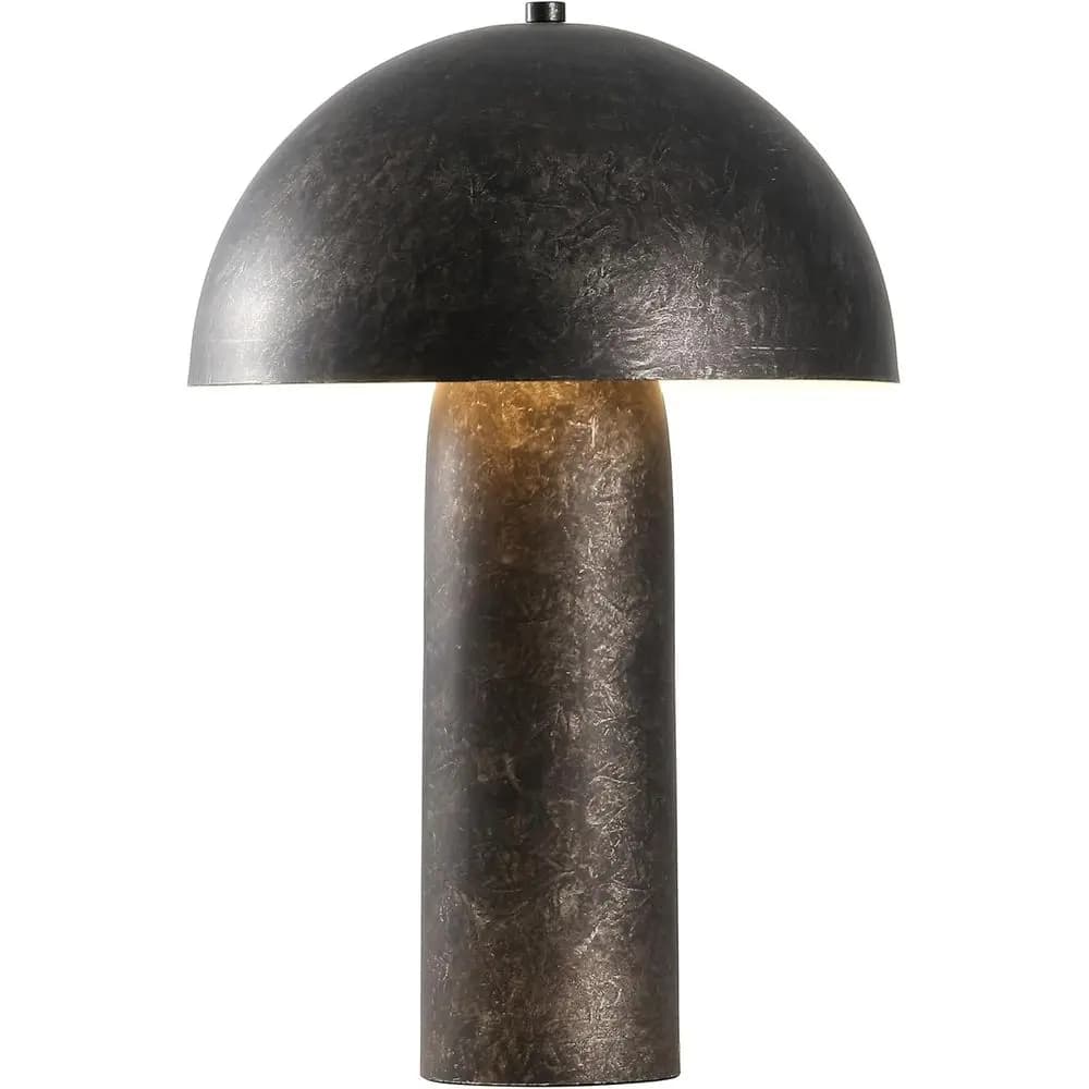 Lampada da Tavolo LED a Forma di Fungo Nera Anticata da 21 Pollici per Camera da Letto, Soggiorno, Ufficio, Scrivania, Comodino