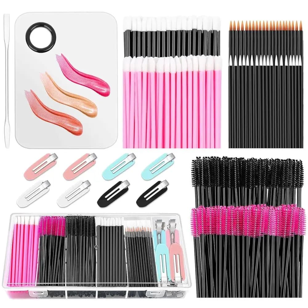 Palette per miscelare il trucco con kit di strumenti monouso: mascara, applicatori per labbra e organizer