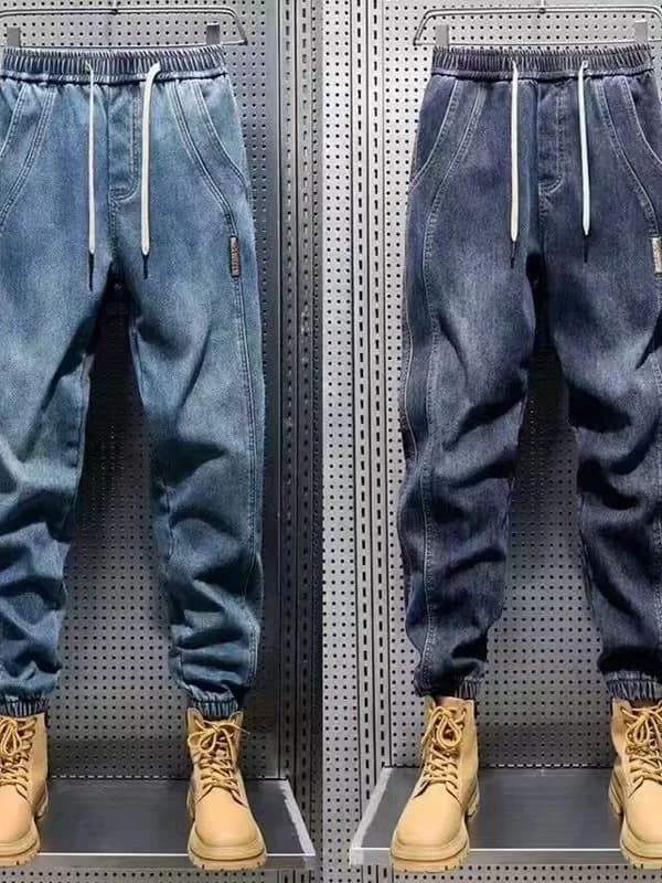 American style men's jeans, elastic waist, casual workwear, Harlan pants, autumn spring, new arrival, wear-resistant