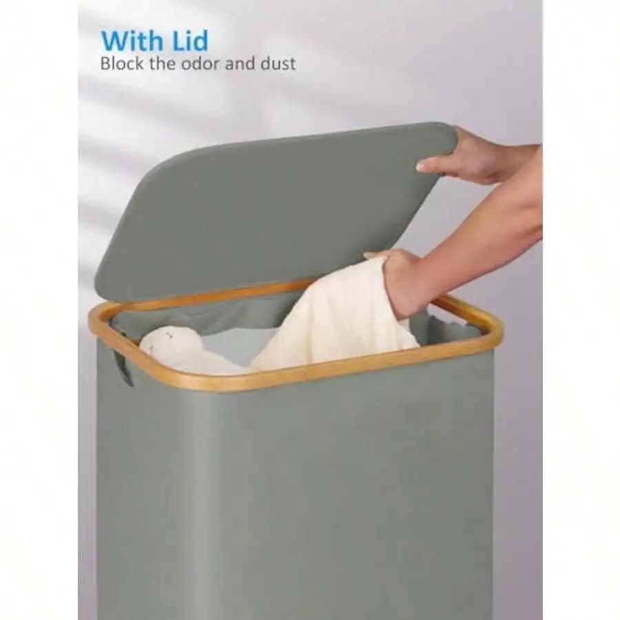 Laundry Basket With Wheels Tall Rolling Laundry Hamper With Lid And Removable Bag Aesthetic Dirty Clothes Hamper On Wheels For