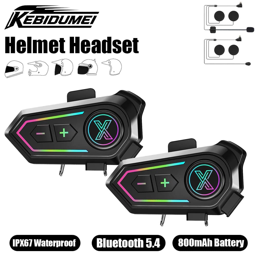 KEBIDUMEI X10 Headset Bluetooth Headset Waterproof Wireless BT5.4 Music Reader Headphones Wireless Motorcycle Accessories