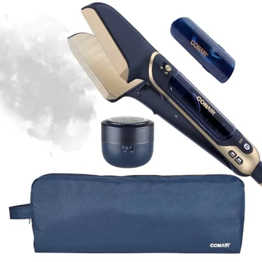 Ferro da Stiro a Vapore 3-in-1 e Stiratore per Vestiti da Viaggio con Raschietto per Tessuti, Serbatoio d'Acqua Extra e Borsa per il Trasporto, Blu Notte