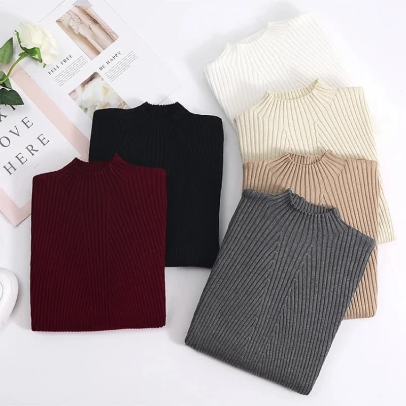 2026 Moda donna Chic Top lavorato a maglia Autunno Inverno Maglione a collo alto Donna Pullover Manica lunga Maglione Pull Femme Abbigliamento