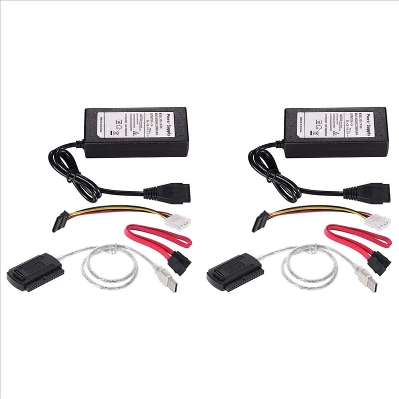 2X SATA PATA IDE Drive a USB 2.0 Cavo convertitore adattatore per disco rigido HDD da 2,5 pollici 3,5 pollici con spina europea esterna