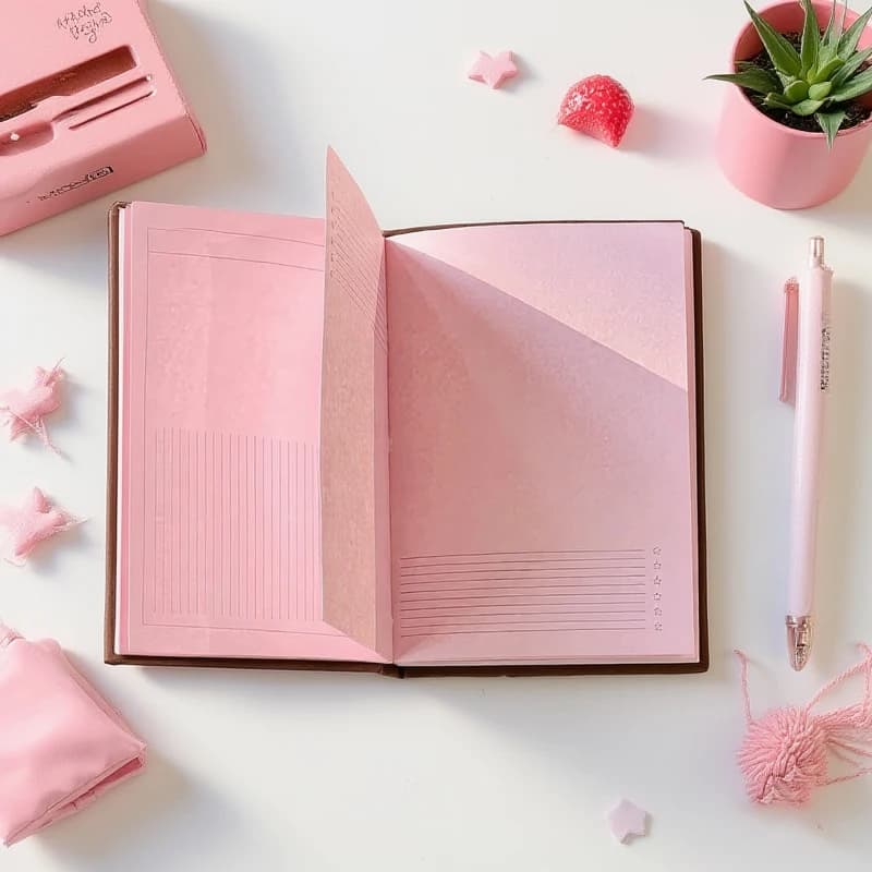 Quaderno A6 Kawaii con Motivo Fragola e Cioccolato, Agenda Giornaliera Rosa, Diario da Viaggio Portatile, Blocco Note Carino, Regalo di Cancelleria