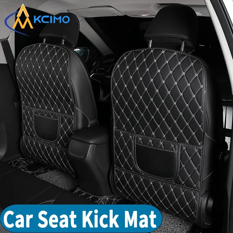 Waterproof Easy Clean Car Anti-Kick Mats PU Leather Seat Back Protector Cover for Children Pets Anti-Scratch Stains Rear Seat
