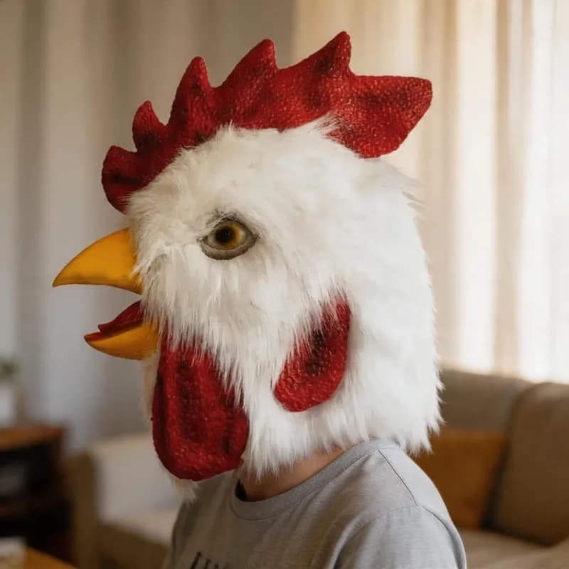 Maschera Divertente a Forma di Becco di Gallo con Piume, per Cosplay, Natale, Halloween, Carnevale e Feste