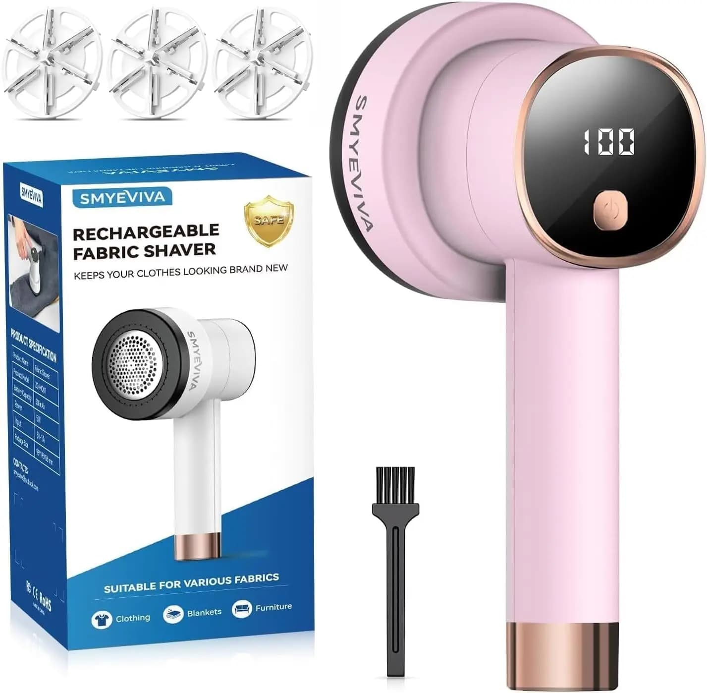 Levapelucchi Ricaricabile: 6 Lame, 3 Velocità, Display LED, Rimuovi Pelucchi Portatile per Vestiti, Maglioni, Mobili