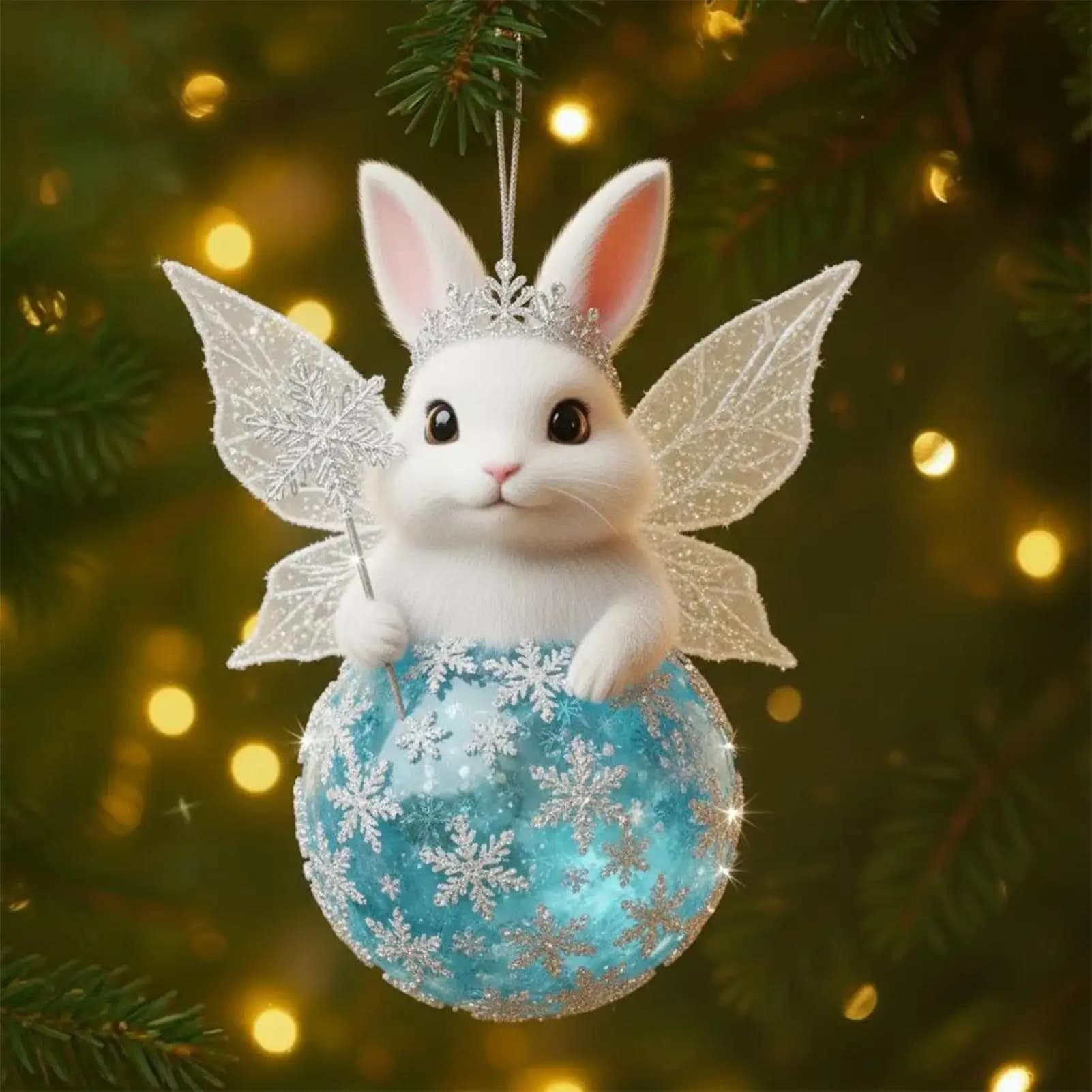 Ornamenti natalizi animali acrilici 2D Ciondolo albero di Natale gatto coniglietto cartone animato per decorazioni domestiche natalizie 2025 Natale Navidad