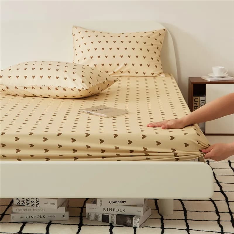 Lenzuola con angoli stampati Copriletto in cotone 100% Lenzuolo singolo/Queen/King Size Lenzuolo antiscivolo copriletto illuminato (senza federa)
