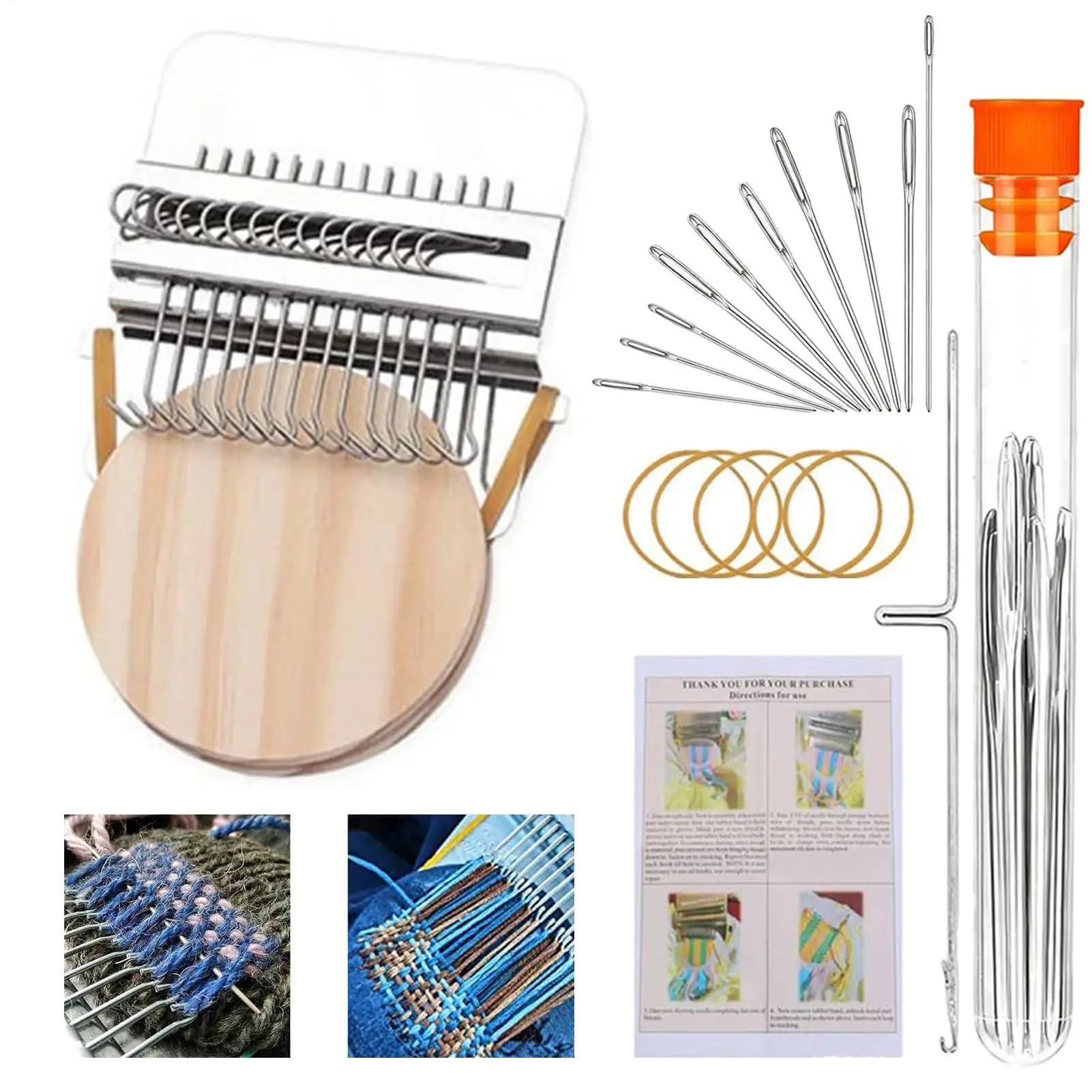 Knitting Patch Maker Kit Small Beginner Sewing and Clothing Kit Small Darning Loom Kit for Home Travel Quilters Tailors Sewers