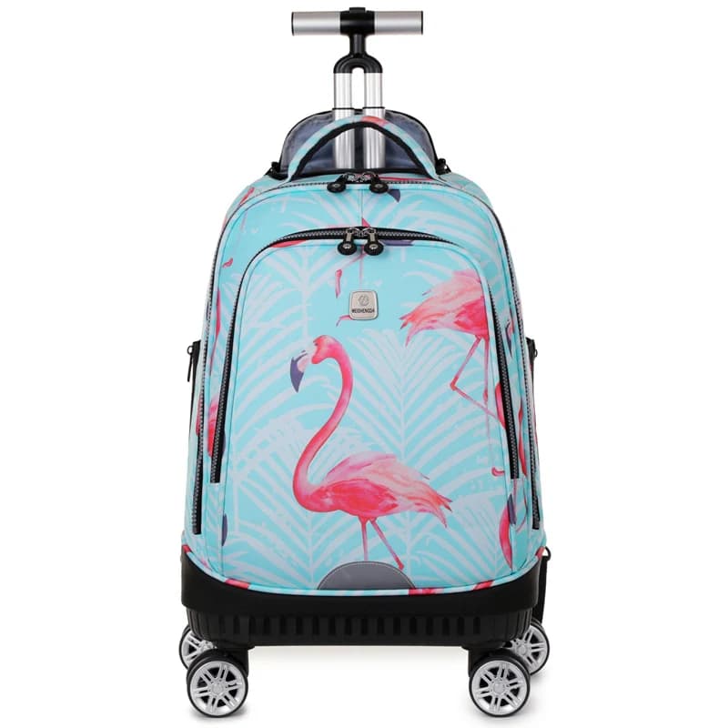 Zaino con ruote con ruote girevoli, zaino per laptop da viaggio con rotelle per donna uomo, valigia da lavoro con ruote