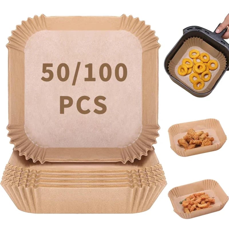 50/100 pcs Used Air Fryer And Dropping Paper Foil For Air Fryer Silicone Oil Paper Supplies Special Card Holder For Food Plate