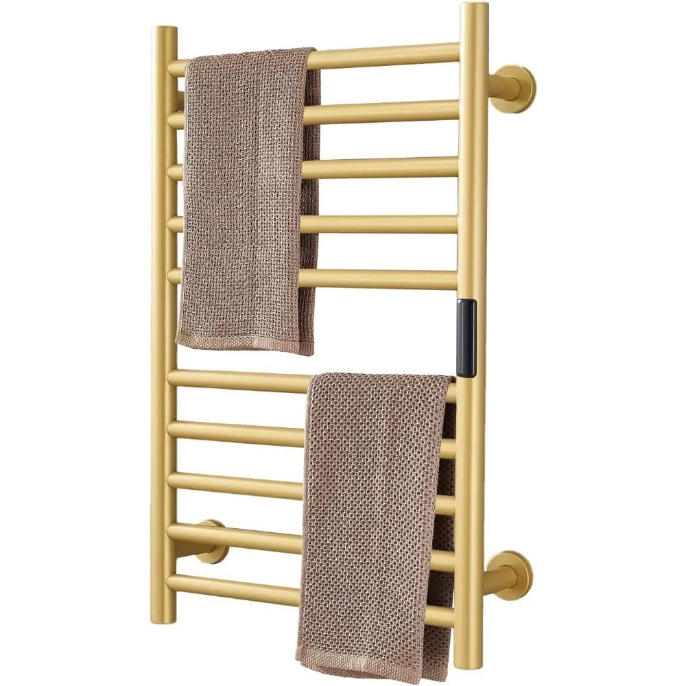 Accessori per il bagno con radiatore scaldasalviette riscaldato in oro, controllo della temperatura con timer incorporato 10 barre portasciugamani riscaldati elettrici f